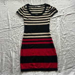 H&M Black, Red, and Tan Striped Mini Dress